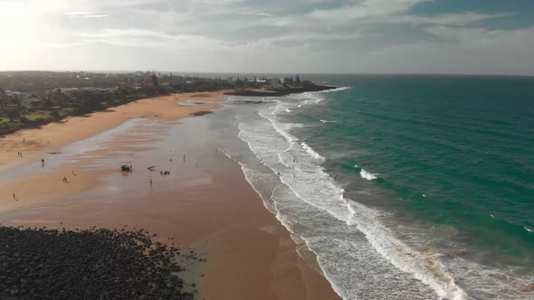 Aerial drone view of Bargara beach, Queensland, Australia