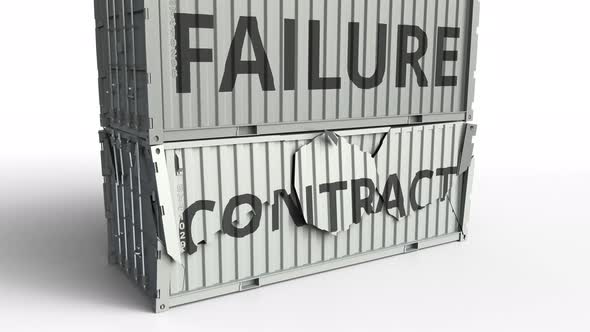 Container with CONTRACT Text Being Broken By Container with FAILURE Inscription alt