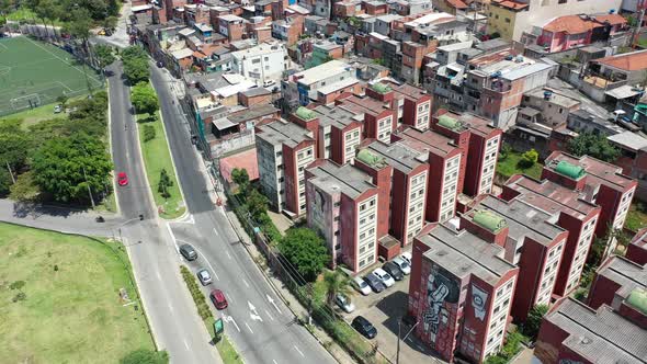 Famous buildings and highway road at downtown Sao Paulo Brazil.