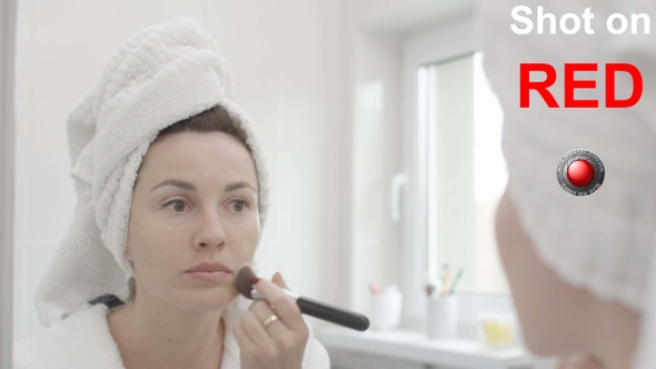 Beauty And Skin Care Concept Female Is Applying Foundation On Her Face