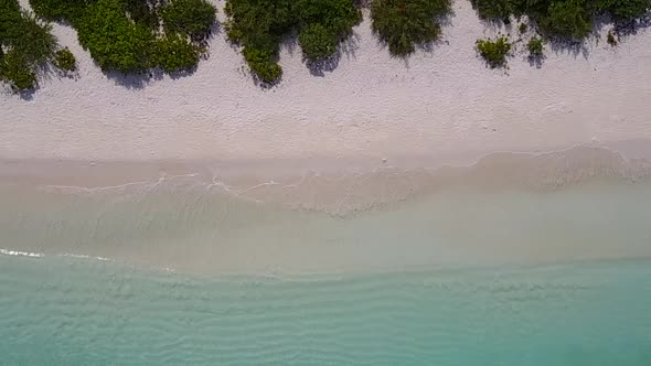 Aerial drone travel of sea view beach by clear sea with sand background