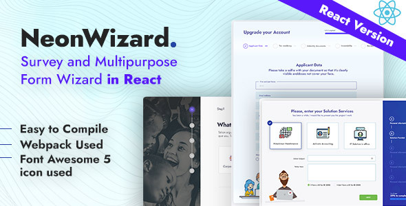 NeonWizard - React JS Questionnaire Multistep Form Wizard React JS