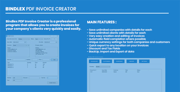 Bindlex PDF Invoice Creator