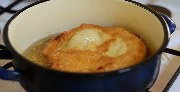 Frying Traditional Langos