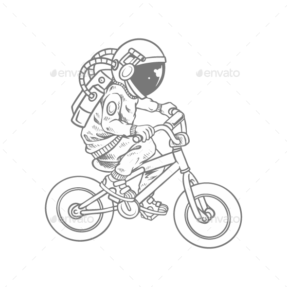 Astronaut Boy Riding Bikes