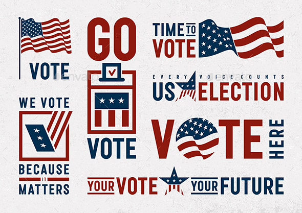 USA Election Motivation Typography And Logos Set