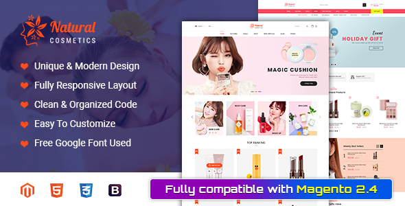 Natural – Cosmetics and Beauty Magento 2 Theme
