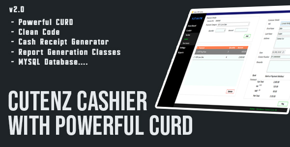 Cutenz CURD C# - Cashier With Cash Receipt Generator - Full Source Code