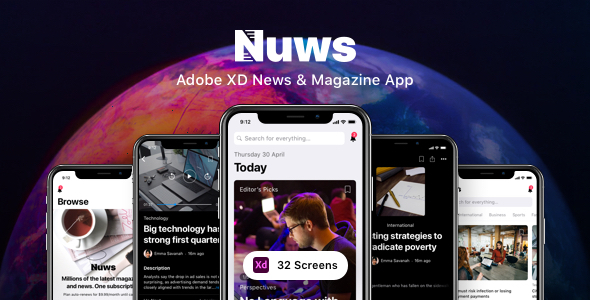 Nuws - Adobe XD News & Magazine App