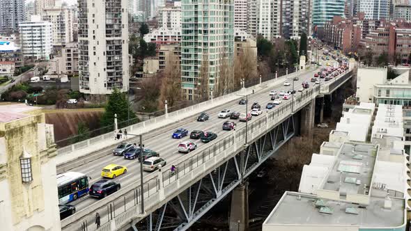 Truckers Convoy Fighting Government Against Covid-19 Vaccine Mandates In Vancouver Downtown, Canada.