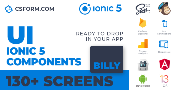 Billy | Aplikacja Ionic 4 / Angular 7 UI Theme / Template | Uniwersalna aplikacja startowa