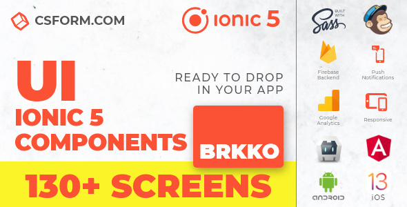 Brkko | Aplikacja Ionic 4 / Angular 7 UI Theme / Template | Uniwersalna aplikacja startowa