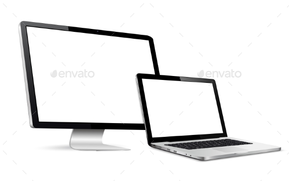 Responsive Design Computer Display with Laptop