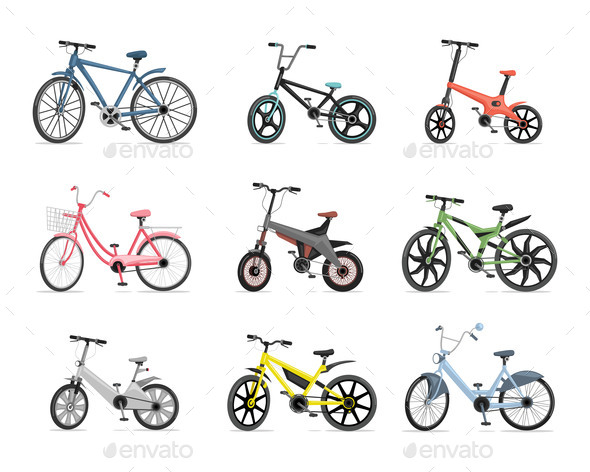 Set of Different Bicycles