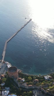 Vertical Video Alanya Turkey  a Resort Town on the Seashore