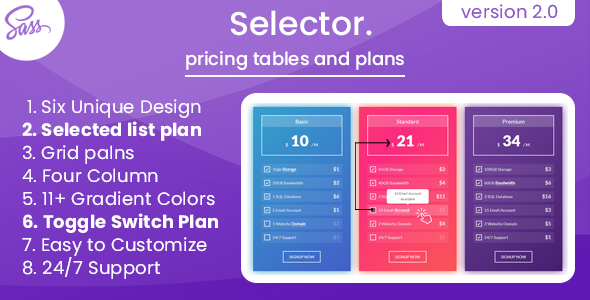 Selector - Pricing Tables and Plans