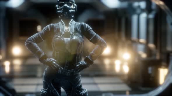 Steampunk Woman in Futuristic Space Ship alt