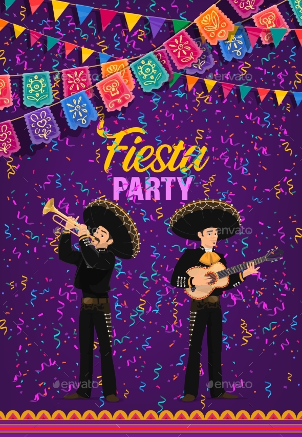 Cinco De Mayo Fiesta Party Cartoon Vector Poster