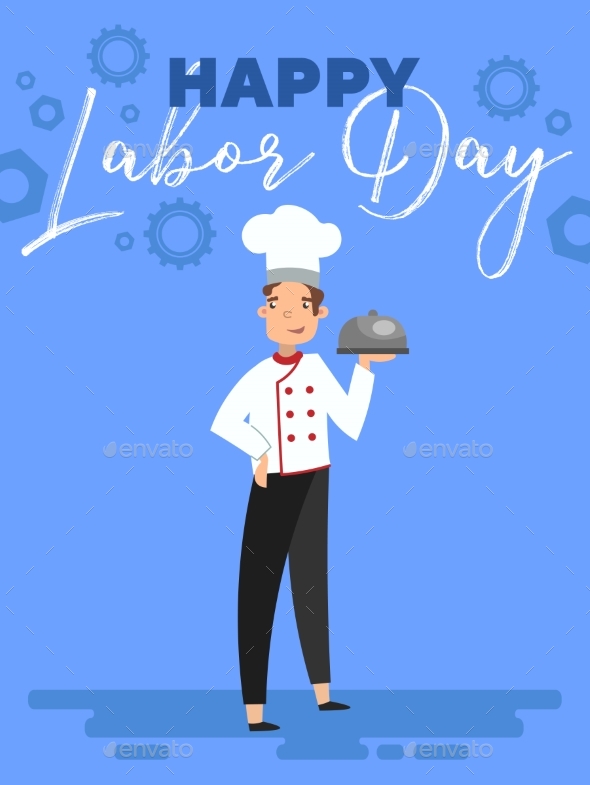 Happy Labor Day Greeting Card Design with Chef