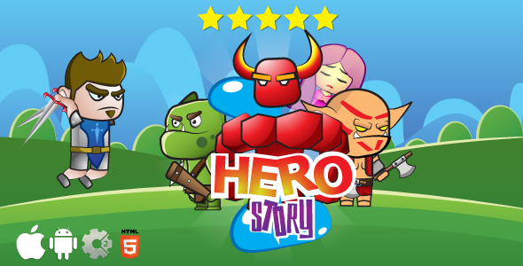 Hero story - HTML5 game. Construct 2 (.capx)