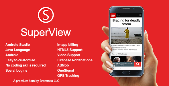 SuperView - WebView App for Android with Push Notification, AdMob, In-app Billing App