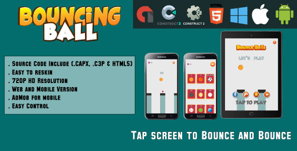 Bouncing Ball - HTML5 Game - Web & Mobile + AdMob (CAPX, C3p and HTML5)