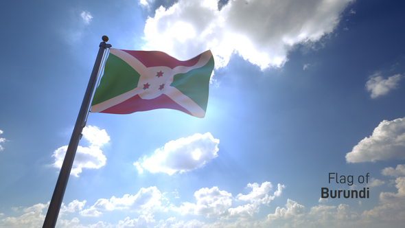 Burundi Flag on a Flagpole V4