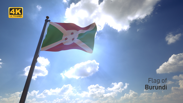 Burundi Flag on a Flagpole V4 - 4K