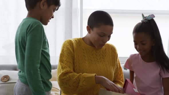 Family enjoying free time at home