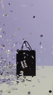 Black Friday Video Footage - Showering A Shopping Bag With Silver Confetti