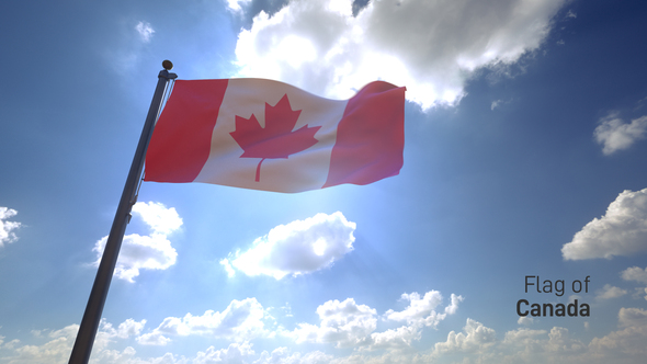 Canada Flag on a Flagpole V4