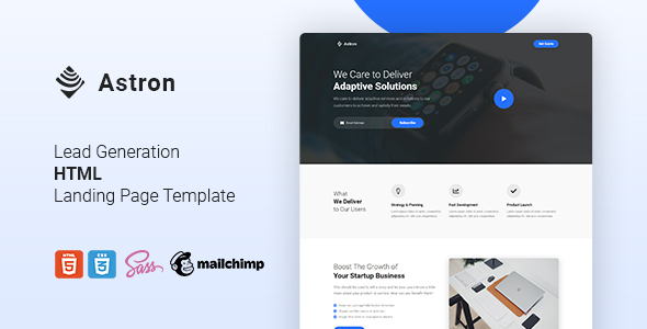 Astron - Lead Generation HTML Landing Page Template