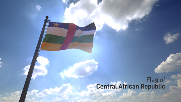 Central African Republic Flag on a Flagpole V4