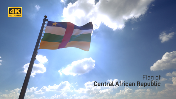 Central African Republic Flag on a Flagpole V4 - 4K