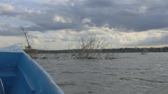 Boat floating on Lake Naivasha, Kenya 