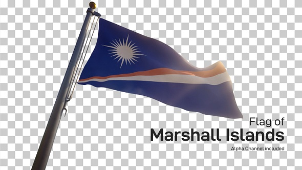 Marshall Islands Flag on a Flagpole with Alpha-Channel