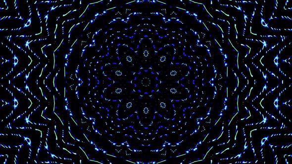 abstract light governing blue color, kaleidoscope, black background