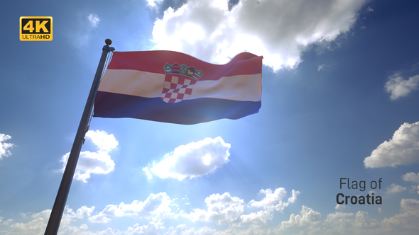 Croatia Flag on a Flagpole V4 - 4K