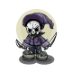 Skull Wearing Purple Hat and Holding Two Swords