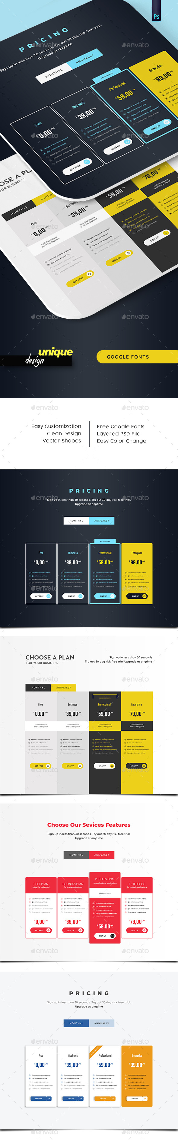 Pricing Tables