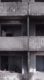 Vertical Video of a House Destroyed By the War in Ukraine