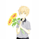 Anime Boy Yellow Hair Brings Two Flowers - GraphicRiver Item for Sale
