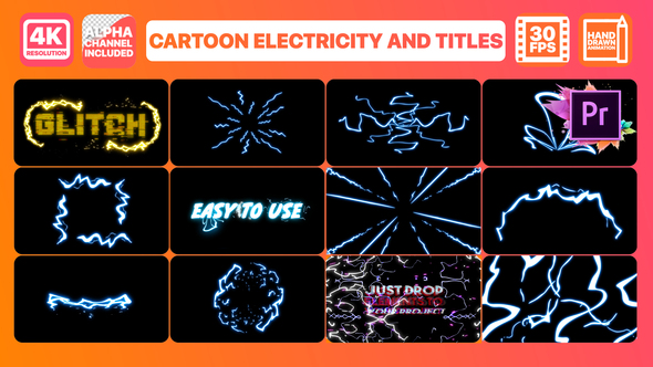 Cartoon Electricity And Titles | Premiere Pro MOGRT