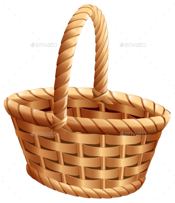Empty Wicker Basket with Handle for Thanksgiving