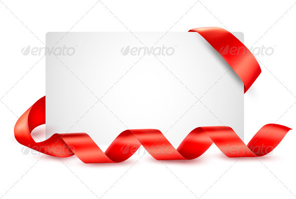 Card with Red Gift Ribbons