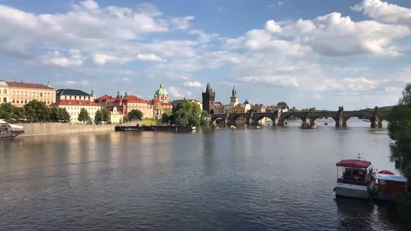 Time lapse from cruise boats at the Vltava river