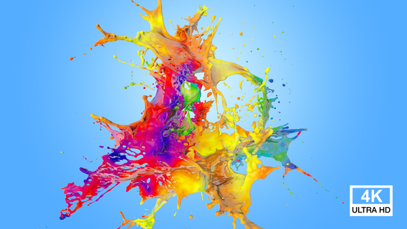 Abstract Multicolor Paints Splash 4K