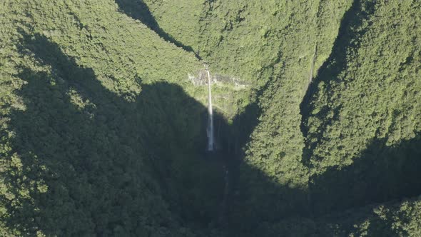 Aerial view of Cascade de La Grande Ravine, Reunion.