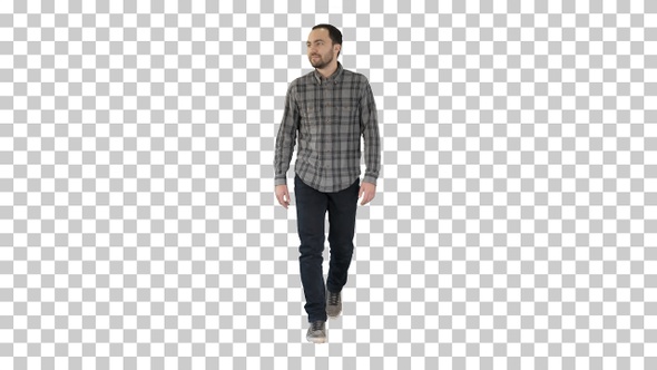 Relaxed Casual Man in Jeans and Shirt Walking and Looking