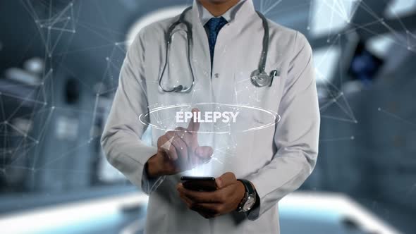 Epilepsy Male Doctor Hologram Illness Word